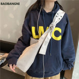 Canvas Shoulder Bag Wide Strap Cross-body Tote