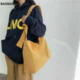 Canvas Shoulder Bag Wide Strap Cross-body Tote