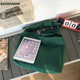 Canvas Shoulder Bag Wide Strap Cross-body Tote