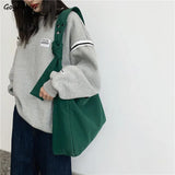 Canvas Cross-body Tote Wide Strap Shoulder Bag Vintage