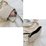 Women Straw Shoulder Bag Zipper Knitting Style Handbag