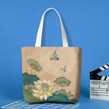 Shoulder Bags Women Zipper Ethnic Style Floral Printed Casual Large Capacity