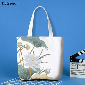 Shoulder Bags Women Zipper Ethnic Style Floral Printed Casual Large Capacity