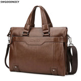 Men's Leather Briefcase Crossbody Bag