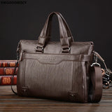 Men's Leather Briefcase Crossbody Bag
