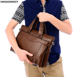 Men's Leather Briefcase Crossbody Bag