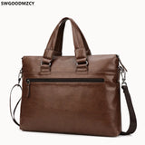 Men's Leather Briefcase Crossbody Bag
