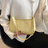 Women's Crocodile Pattern Shoulder Bag with Zip