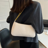 Women's Crocodile Pattern Shoulder Bag with Zip