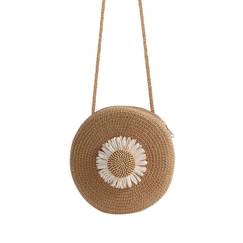 Circle Casual Handbags Vintage Women Woven Pure Shoulder Bag