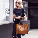 Vintage Oil Wax Leather Shoulder Bag Tote Crossbody Handbag