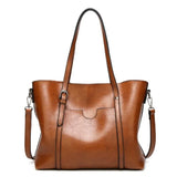 Oil Wax Leather Shoulder Bag Tote Handbag