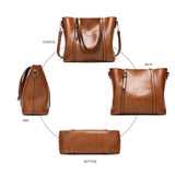 Vintage Oil Wax Leather Shoulder Bag Tote Crossbody Handbag