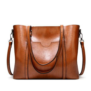 Oil Wax Leather Shoulder Bag for Women