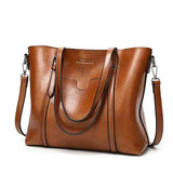 Women's Oil Wax Leather Shoulder Bag Tote Crossbody Handbag