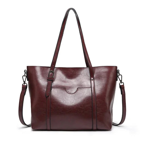 Oil Wax Leather Shoulder Bag for Women