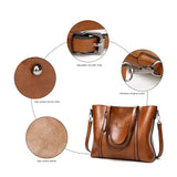 Vintage Oil Wax Leather Shoulder Bag Tote Crossbody Handbag