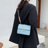 Shoulder Bag for Women Pearls Diamond Lattice Hand Bag Cross Body Chain