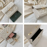 Shoulder Bag for Women Pearls Diamond Lattice Hand Bag Cross Body Chain