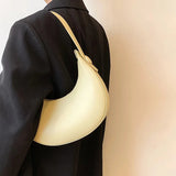 Women Solid Small PU Leather Underarm Bag Handbags