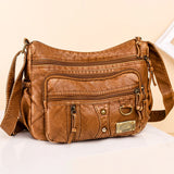 Vintage Crossbody Bag Large Capacity Brown Lady Shoulder Bag