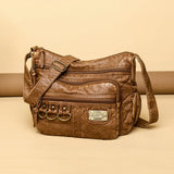 Vintage Crossbody Bag Large Capacity Brown Lady Shoulder Bag