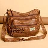 Vintage Crossbody Bag Large Capacity Brown Lady Shoulder Bag