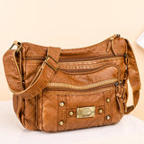 Vintage Crossbody Bag Large Capacity Brown Lady Shoulder Bag