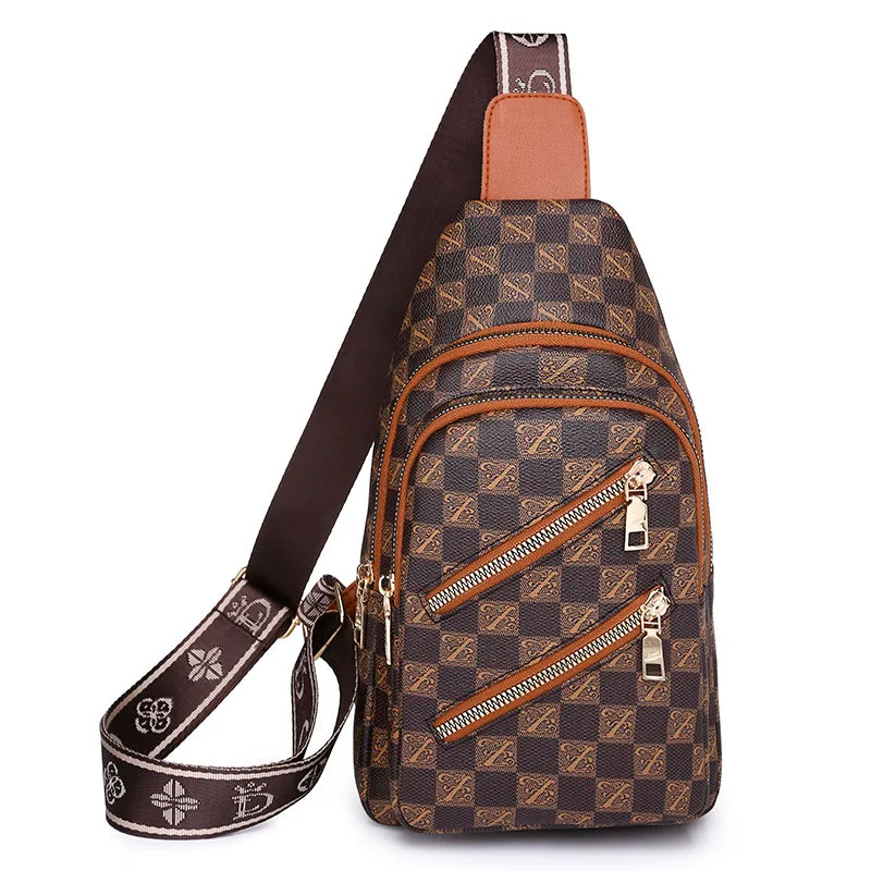 Women's Wax Skin Shoulder Bag Chest Pack Sling Crossbody Waterproof Messenger