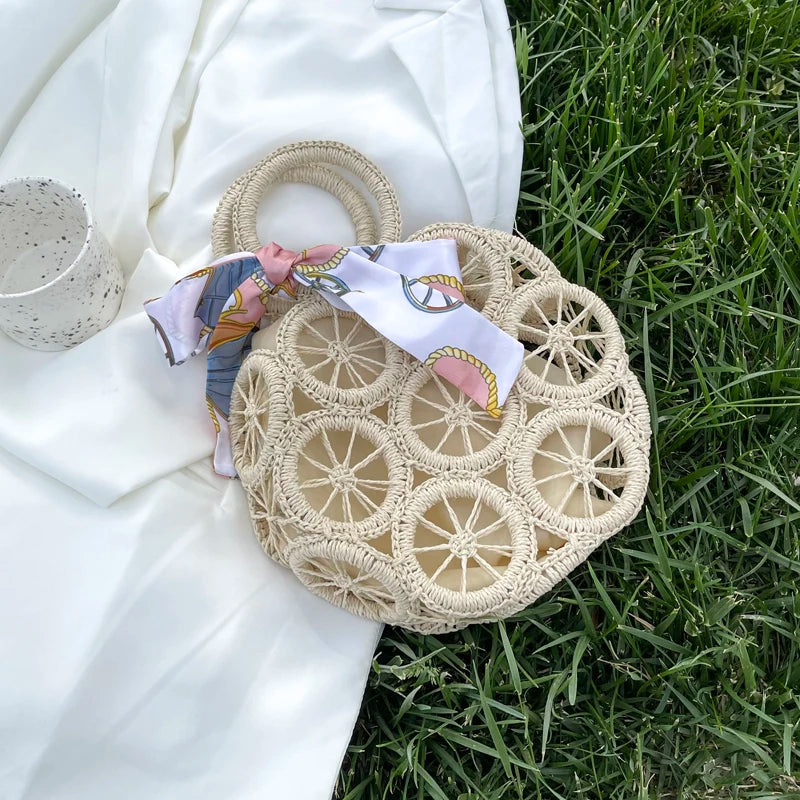 Semicircle Straw Rattan Handbag 2021 Summer Beach Shoulder Crossbody Bag