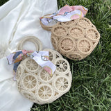Semicircle Straw Rattan Handbag 2021 Summer Beach Shoulder Crossbody Bag
