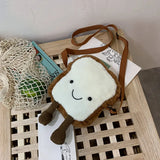 Toast Bread Plush Crossbody Bag Funny Ugly Shoulder Doll Bag