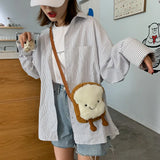 Toast Bread Plush Crossbody Bag Funny Ugly Shoulder Doll Bag