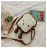 Toast Bread Plush Crossbody Bag Funny Ugly Shoulder Doll Bag
