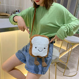 Toast Bread Plush Crossbody Bag Funny Ugly Shoulder Doll Bag