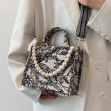 Shoulder Handbag Women Jacquard Embroidery Canvas Tote Bags