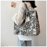 Shoulder Handbag Women Jacquard Embroidery Canvas Tote Bags