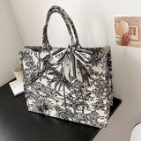 Shoulder Handbag Women Jacquard Embroidery Canvas Tote Bags