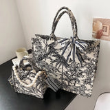 Shoulder Handbag Women Jacquard Embroidery Canvas Tote Bags