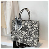 Shoulder Handbag Women Jacquard Embroidery Canvas Tote Bags