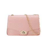 Crocodile Pattern Shoulder Bag Women Crossbody Handbag Lock Small Square