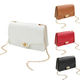 Crocodile Pattern Shoulder Bag Women Crossbody Handbag Lock Small Square