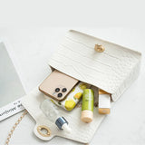 Crocodile Pattern Shoulder Bag Women Crossbody Handbag Lock Small Square