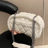 Winter Velvet Chain Shoulder Bag Small PU Leather Handbag