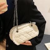 Winter Velvet Chain Shoulder Bag Small PU Leather Handbag