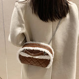 Winter Velvet Chain Shoulder Bag Small PU Leather Handbag