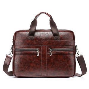 Leather Briefcase Men Laptop Bag Handbag Crossbody Shoulder Bag