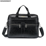 Leather Briefcase Men Laptop Bag Handbag Crossbody Shoulder Bag