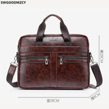 Leather Briefcase Men Laptop Bag Handbag Crossbody Shoulder Bag