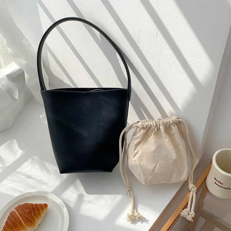Shoulder Side Bucket Bags Autumn Trends PU Leather Handbags Tote Bags
